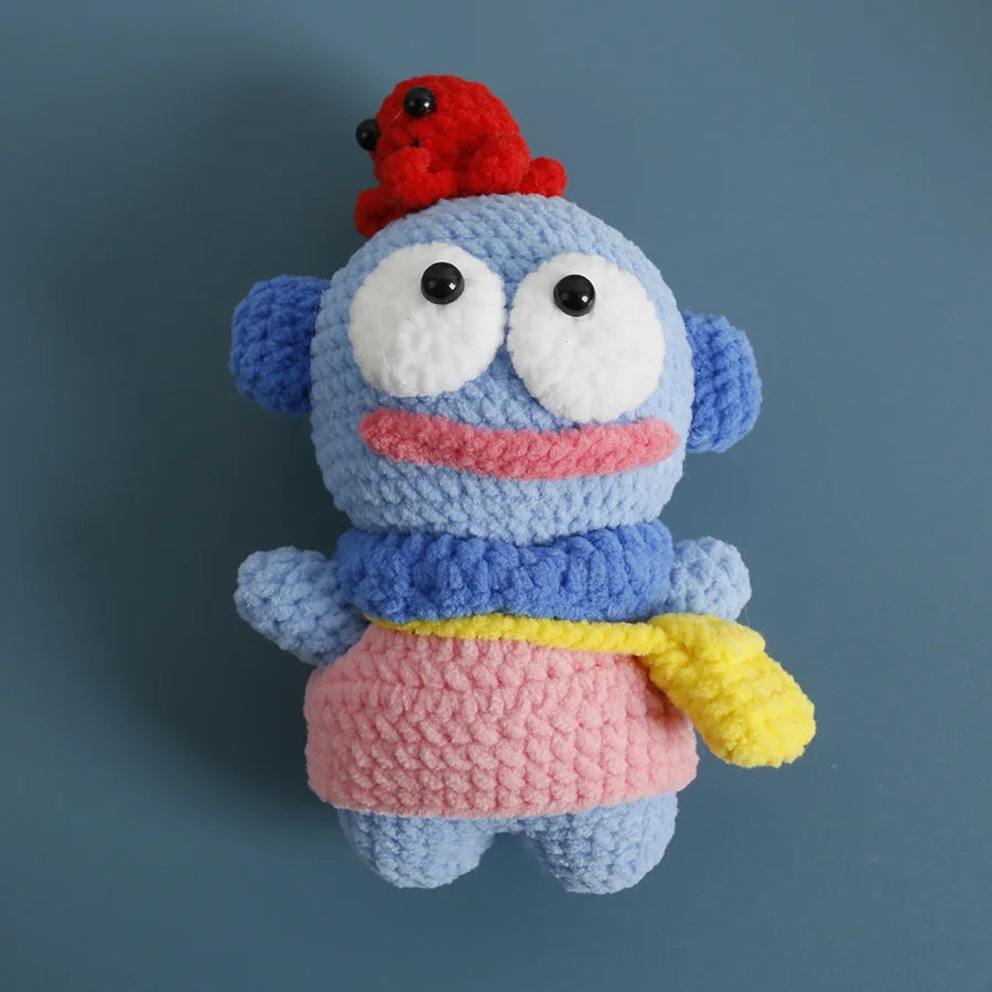 Sanrio Pochacco Hangyodon Hand Knitted Magnetic Doll Keychain kawaii Plush Wool crochet Toys Figure Soft Key Ring Birthday Gifts