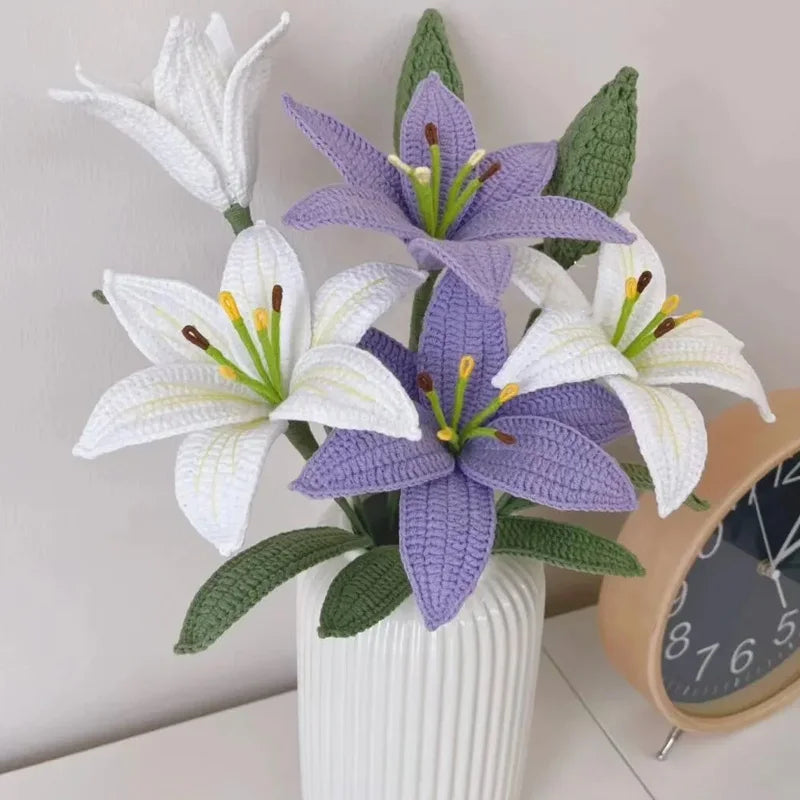 Hand-Knitted Crochet Lily Flowers