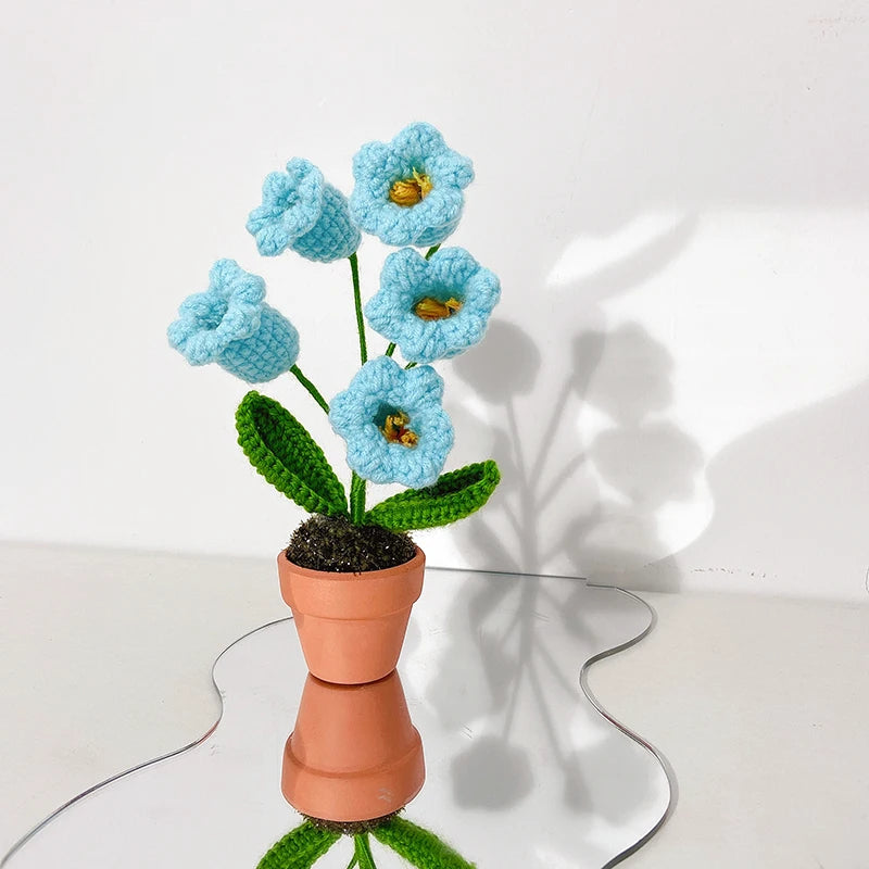 Sunflower & Tulip Crochet Flowers – Handmade Mini Potted Plants for Mother’s Day Gifts & Home Decor