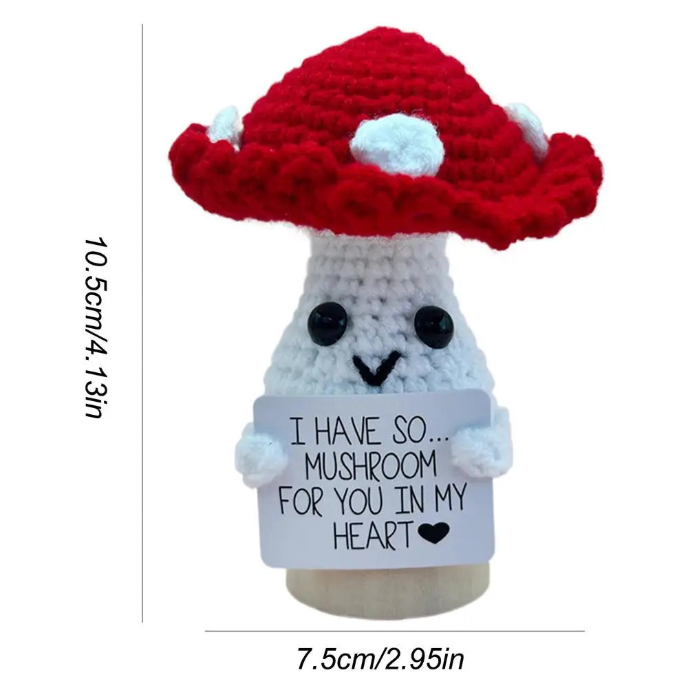 Emotional Support Crochet Positive Mushroom Crochet Mushroom Mushroom Plushie Encouraging Exquisite Decor For Bookshelves Family
