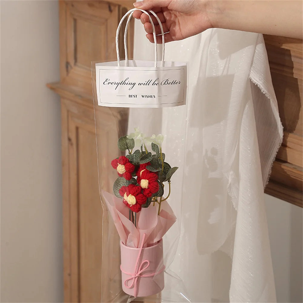 Knitted Puff Flower Bouquet – DIY Woolen Flowers