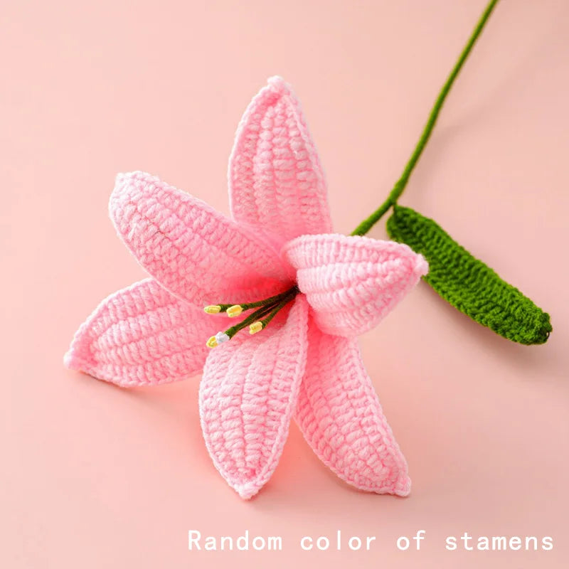 Hand-Knitted Crochet Lily Flowers