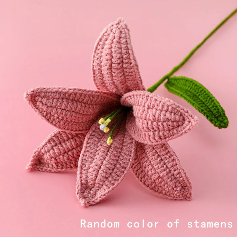 Hand-Knitted Crochet Lily Flowers