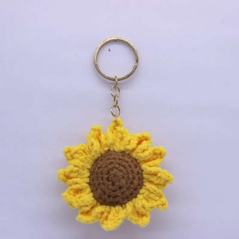 Creative Handmade Knitted Sunflower Keychain