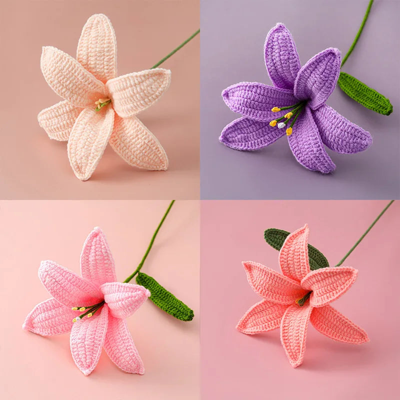 Hand-Knitted Crochet Lily Flowers