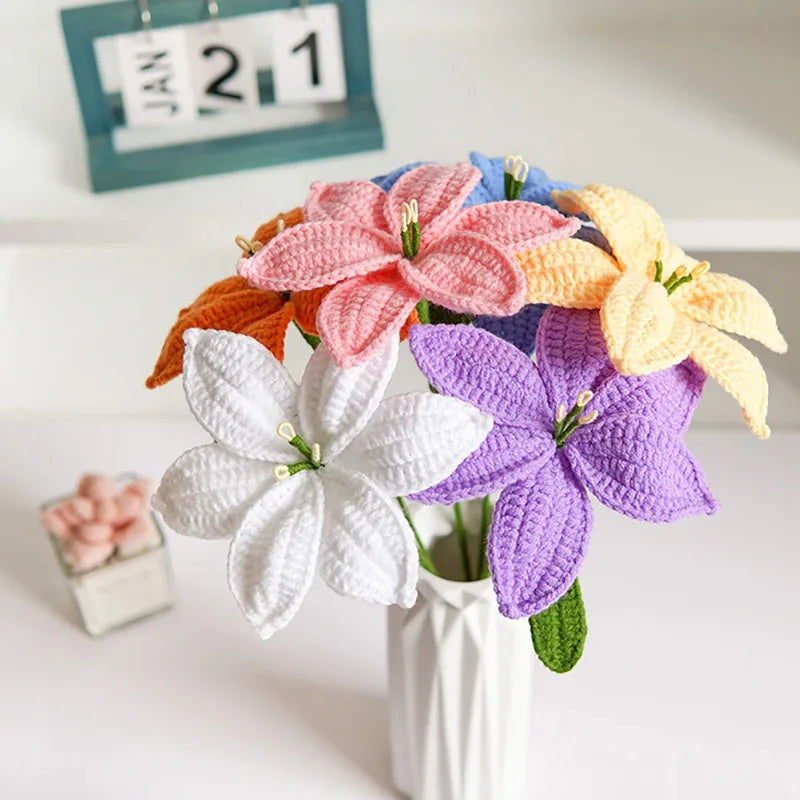 Hand-Knitted Crochet Lily Flowers