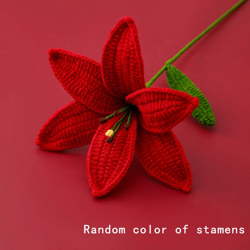 Hand-Knitted Crochet Lily Flowers