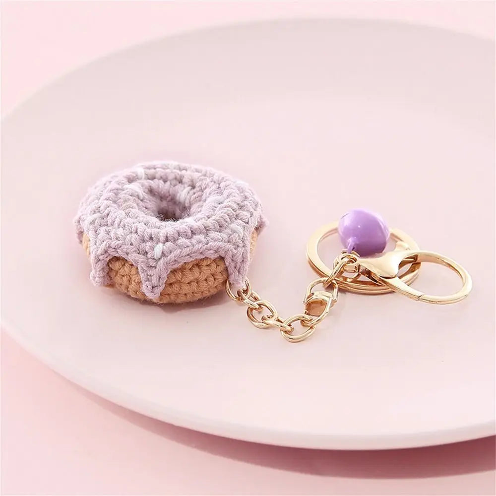 Cute Crochet Donut Fruit Keychain - Sweet & Colorful!