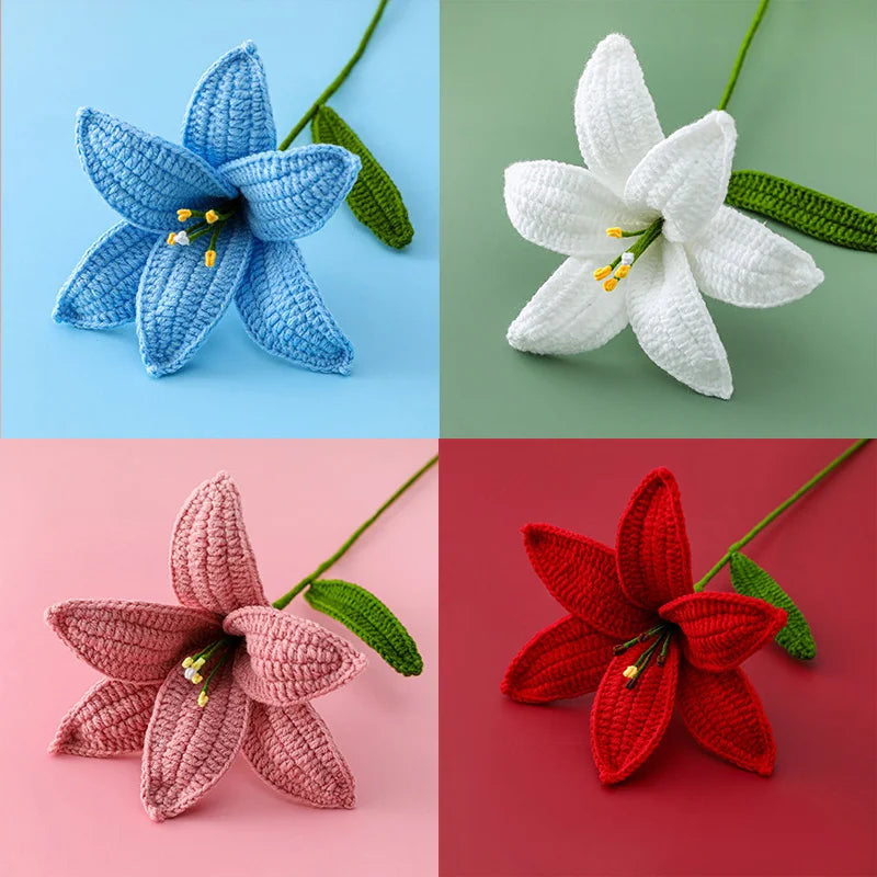 Hand-Knitted Crochet Lily Flowers