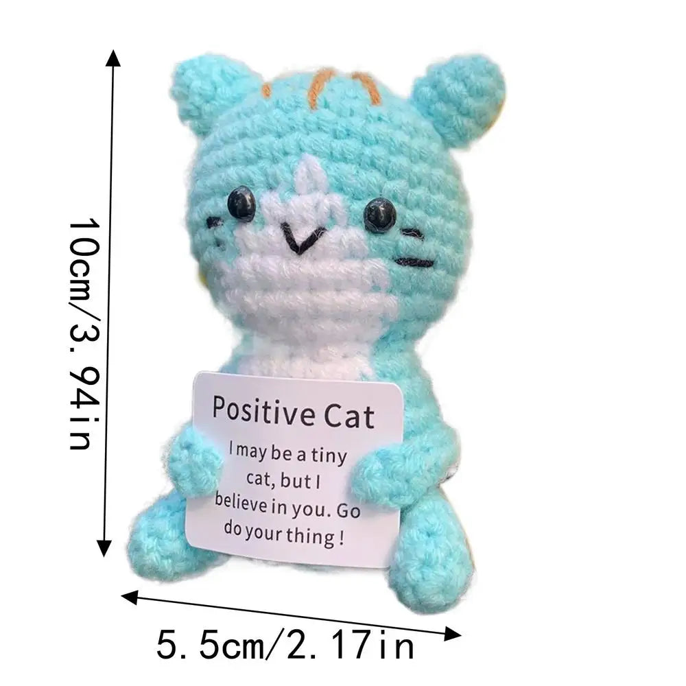 Positive Crochet Cat Emotional Support Stuffed Doll