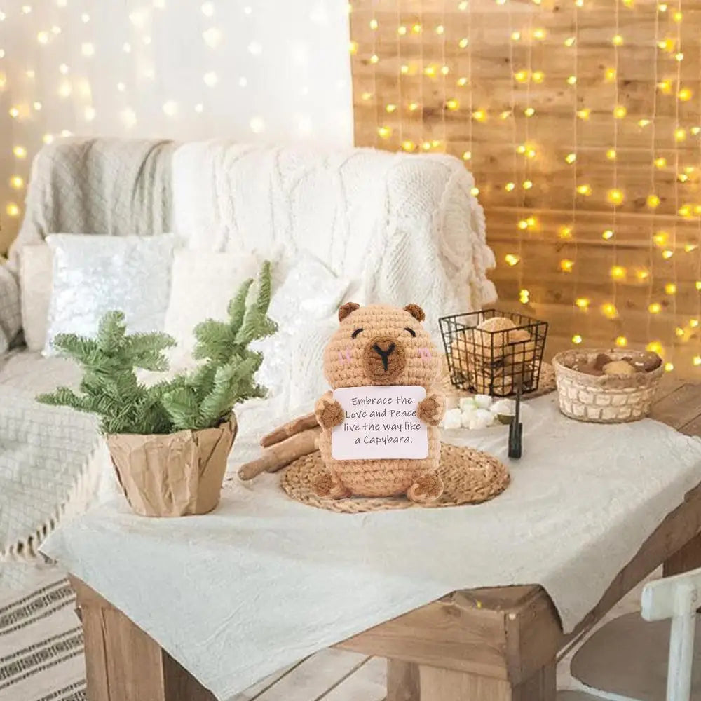 Emotional Support Plush Cheer Up Capybara Knitted Doll