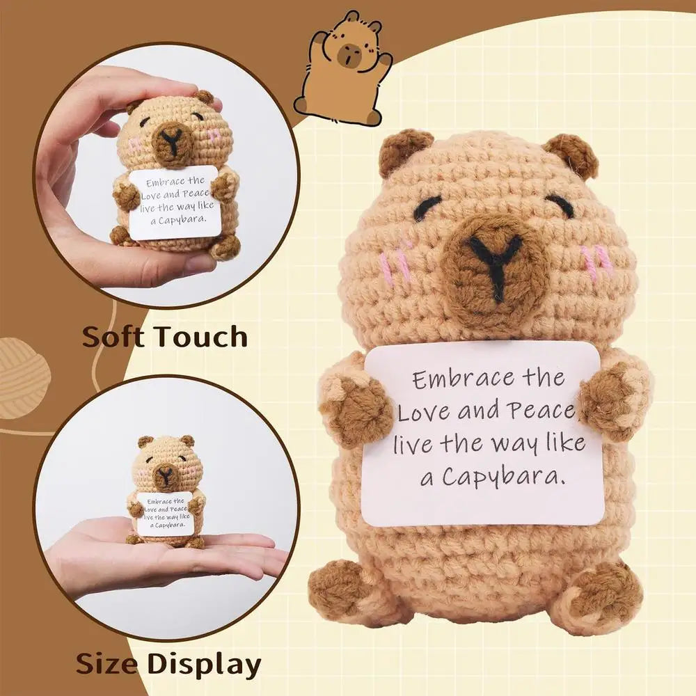 Emotional Support Plush Cheer Up Capybara Knitted Doll