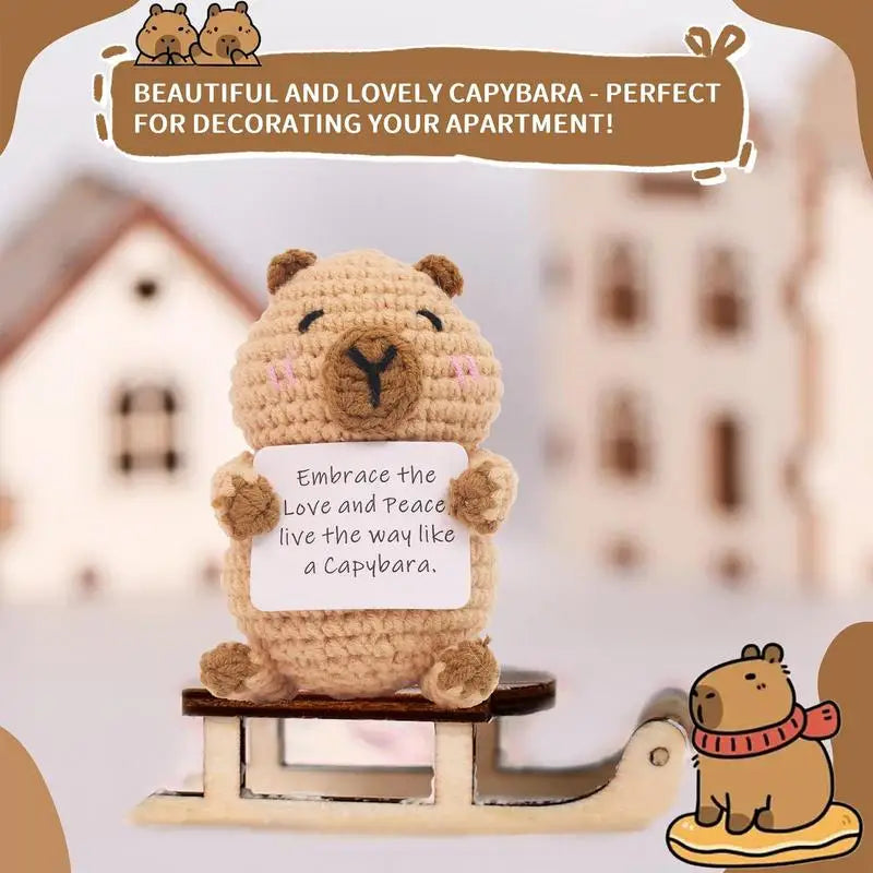 Emotional Support Plush Cheer Up Capybara Knitted Doll