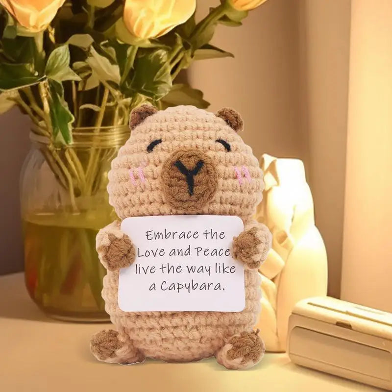 Emotional Support Plush Cheer Up Capybara Knitted Doll